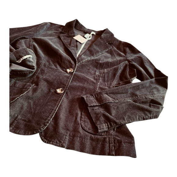 NWT Women's Old Navy Brown Corduroy Blazer Jacket with Plaid Trim Size L - Picture 6 of 13